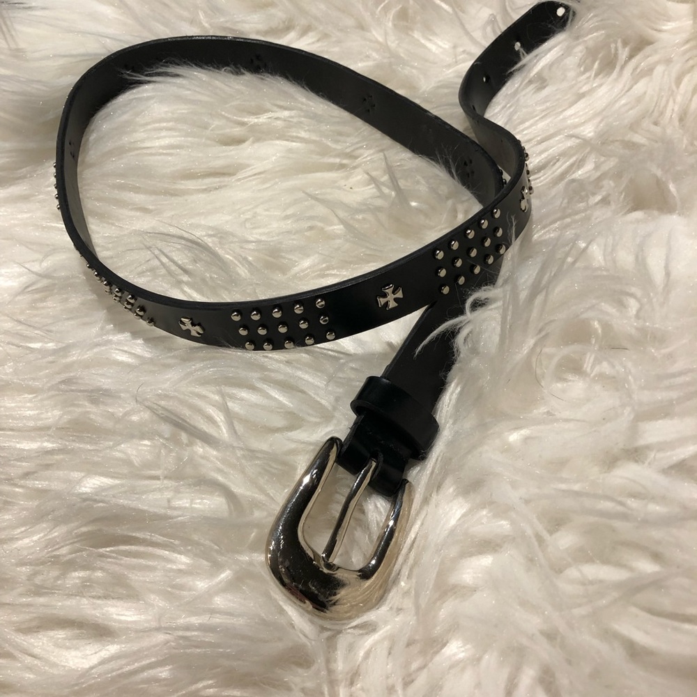 Man made leather medium belt black emo punk rock scene style